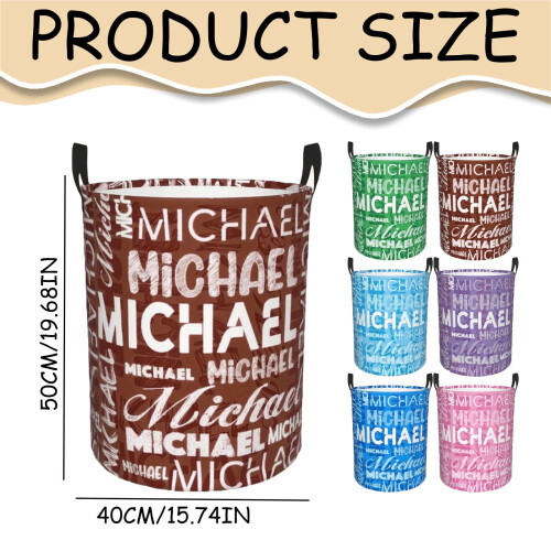 Personalized Foldable Laundry Basket with Carry Handles, Collapsible Storage Hamper, 15.7"x19.7", 1PC 2
