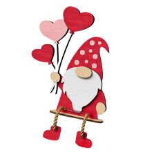 Valentines Gnomes Shelf Sitters with Dangling Legs Wooden-E