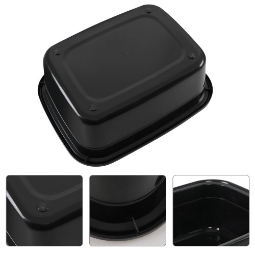 Rinboat Rectangle Plastic Washing Up Bowls,16 L Black Basins, 2-Pack 2