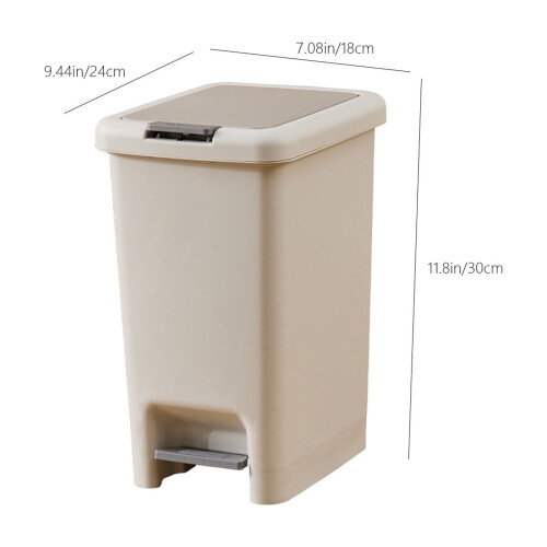 30L White ABS Foot-Operated Trash Can with Lid 2