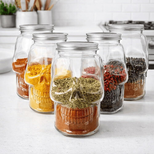 Skull Storage Jar with Lid – 12.5 oz, Clear Plastic 2