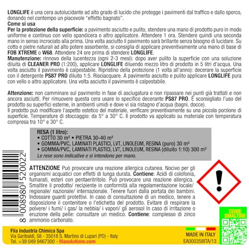Fila Surface Care Solutions LONGLIFE Self-Gloss Floor Wax, 1 L 2