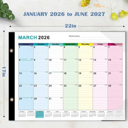 Tisch- oder Wandkalender 2026, 12 Monate, großes liniertes dickes Papier 2