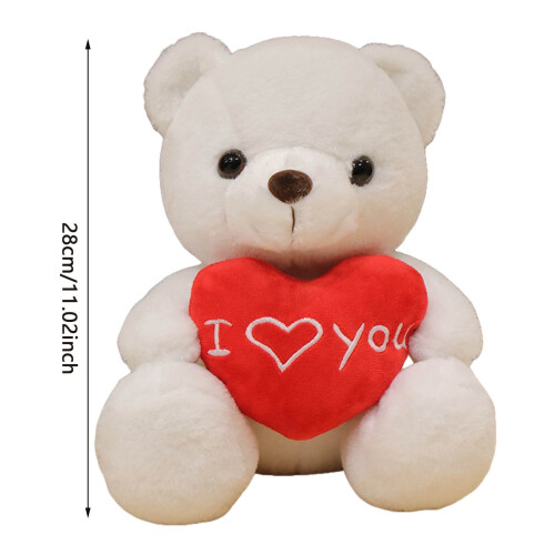 Plüschbär mit rotem Herz „Ich liebe dich“, 28 cm, Weiß 1