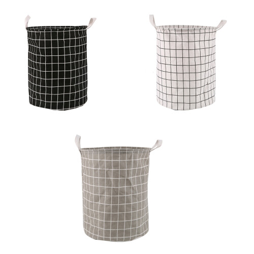 Multfunctional Cotton Linen Foldable Basket for Dirty-Black L 1