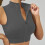 Γυναικείο φανελάκι Tank Top, άνετο και casual, με ψηλό λαιμό και φερμουάρ, γρήγορο 2