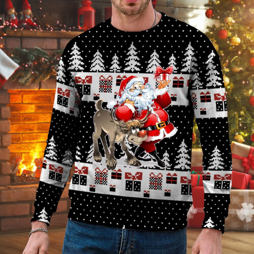Pull de Noël pour homme, motif festif amusant, coupe ample 1