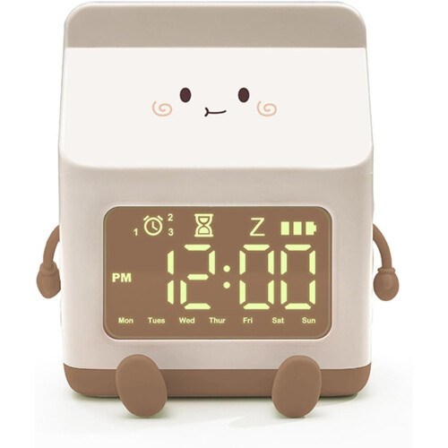 Milk Carton Alarm Clock – Digital Countdown, Brown