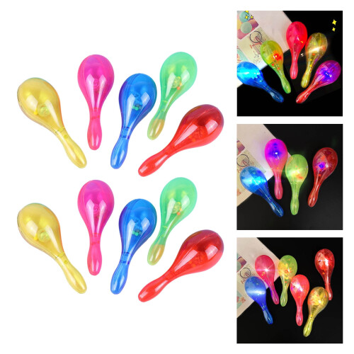 10x LED Color-Changing Maracas, 6 Flash Modes, 6 inch 1
