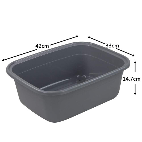 Xowine 4-Pack Plastic Wash Basin Rectangle, Washing up Bowl Basin, Gray 2