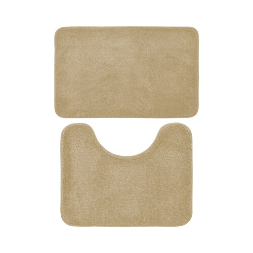 Ensemble de tapis de bain antidérapants et absorbants, 2 pièces, beige 1