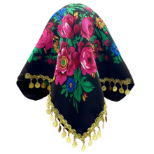 Unisex Golden Glitters Peony Bandana Comfortable Head-Black