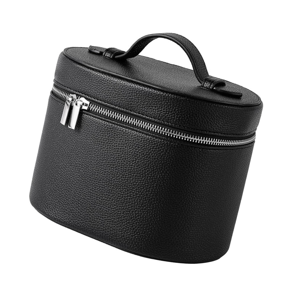 Leather Toiletry Bag Waterproof Zippered Cosmetic Pouch