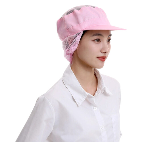 Stylish Kitchen Cap Keep Hair Neat Adjustable-Pink Mesh top hat