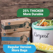 Greener Walker 25% Extra Thick Compost 6L/10L/30L Caddy Bin Liners-120 Bags Biodegradable Kitchen Food Waste Bags(10L)
