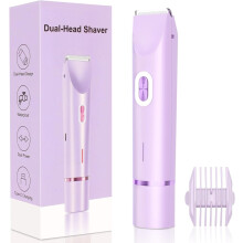 Elektrische bikinitrimmer voor dames, waterdicht, met dubbele kop, roze