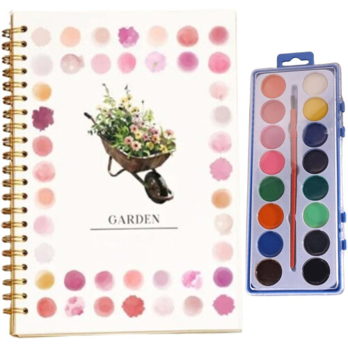 Cahier d'aquarelle avec 16 couleurs et pinceau