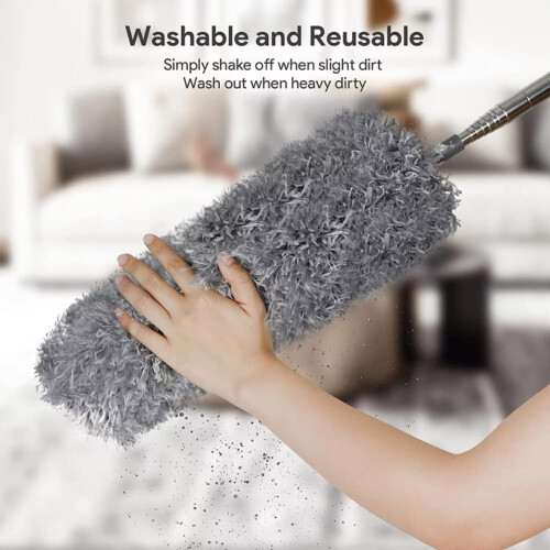12 Pcs Feather Duster, Microfibre Feather Duster Bendable Extendable Washable Cobweb Duster with 100 inches Long Telescopic Duster, for Cleaning 2