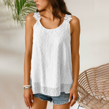 Débardeur fluide sans manches à col rond pour femme, style bohème, blouse légère et respirante idéale pour les vacances d'été à la plage et