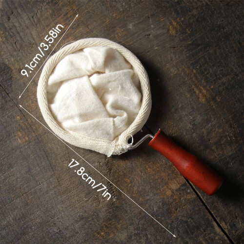 Handmade flannel coffee filter cloth with wooden handle 1 2