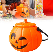 Halloweenský dýňový kbelík na cukrovinky s víkem 1 ks
