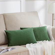 Housses de coussin lombaire en velours vert olive, 30 x 50 cm, lot de 2