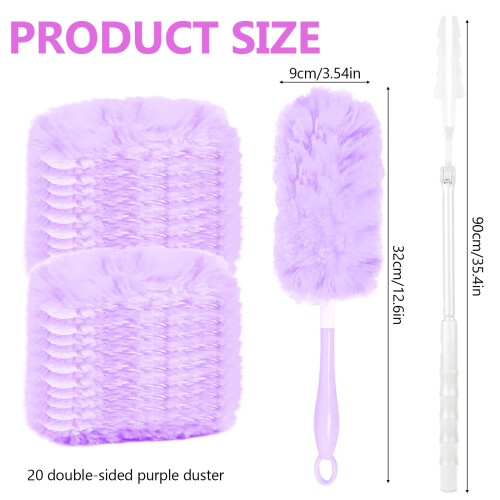 20 Pcs Flash Dust Magnet, Flash Duster mit Long Handle Dust Magnet Refills Flash Dust Magnet Starter Kit Washable & Bendablears Dusters for Cleaning 1