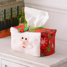 Housse de boîte à mouchoirs de Noël rouge et verte en peluche avec motif Père Noël