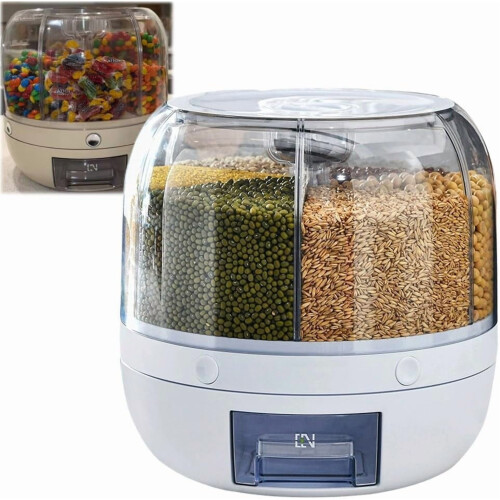 6-Compartment Rotating Grain Dispenser 10L