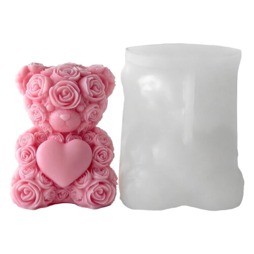 Silikon-Kerzenform „Rosenbär“ – DIY-Aromatherapie-Bastelidee