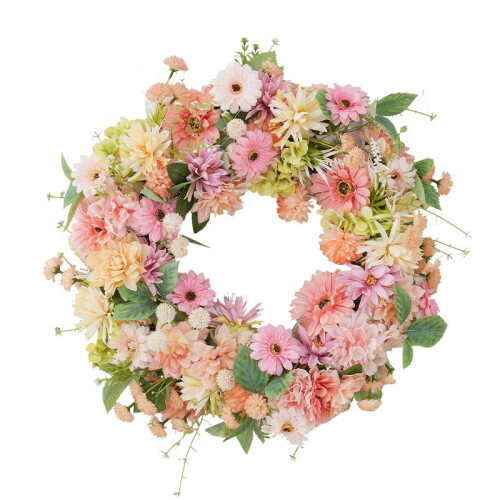 20" kunstig lyserød blomsterkrans til døre og vægge