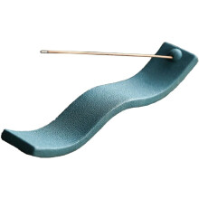 Porta incenso in ceramica ondulata – Blu, 23,2 cm