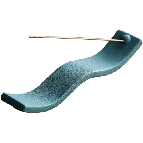 Bølget keramisk røgelsesholder – blå, 23,2 cm
