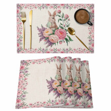 Rabbit Floral Placemats 13x19in Pack of 12
