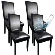 Black PU Stretch Dining Chair Covers 4-Pack