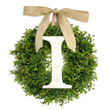Last Name Wreath with Bow – A-Z Farmhouse Welcome Sign