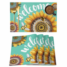 4 Pack Watercolour Flower Placemats 13x19 in