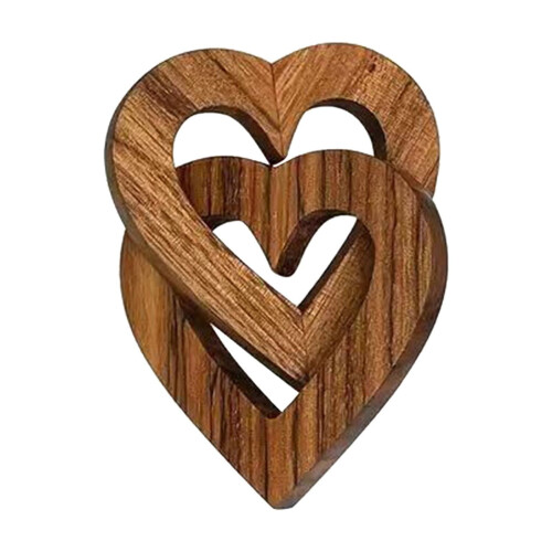 Interlocking Wood Hearts Decor – Romantic Handmade Wooden 1