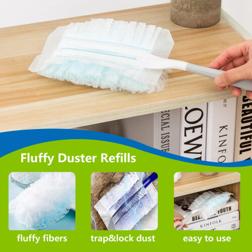 KLEENDOL Flash Dust Magnet,Fluffy Duster Refills,Flash Duster Refills,Flash Magnetic Duster for Cleaning,40 count 1
