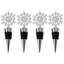 4-Piece Snowflake Bottle Stoppers for Wine & Carbonated