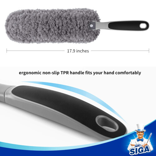 MR.SIGA Microfiber Duster, Washable Duster for Cleaning Grey 2