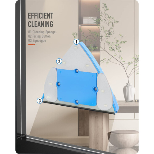 Adjustable Magnetic Window Cleaner Refill,BAFFECT? 10 Sets Replacement Pads and Blades Refill Replaceable Triangle Sponge and Rubber Strip Replacement 1