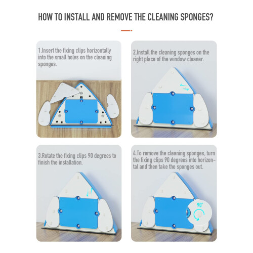 Adjustable Magnetic Window Cleaner Refill,BAFFECT? 10 Sets Replacement Pads and Blades Refill Replaceable Triangle Sponge and Rubber Strip Replacement 2