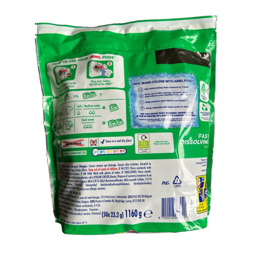ARIEL Ariel Platinum Plus Extra Stain Removal Pods, 50 Pods 1