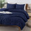 Marineblått King-sengeteppesett Boho Tufted 3-delt 1