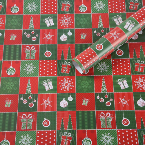 Rotes Weihnachtspapier, doppelseitig, 50  74 cm