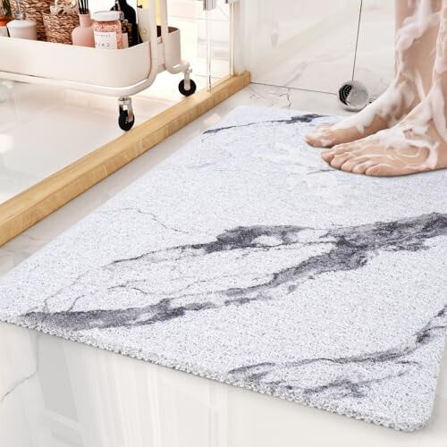 Non-Slip Bath Mat 17 x 30 Inch Quick-Drying Loofah Texture