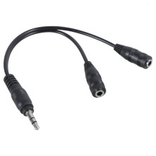 3,5 mm han- til dobbelt hun-stereo Y-splitterkabel