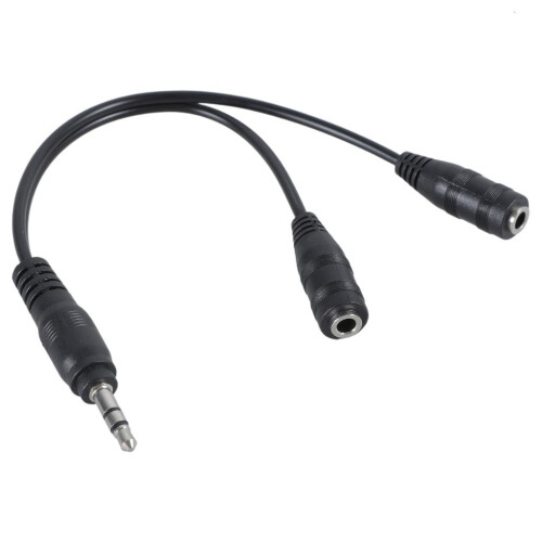 3,5 mm han- til dobbelt hun-stereo Y-splitterkabel