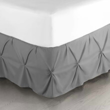Dark Grey Queen Bed Skirt 14" Drop Pinch Pleat Microfiber
